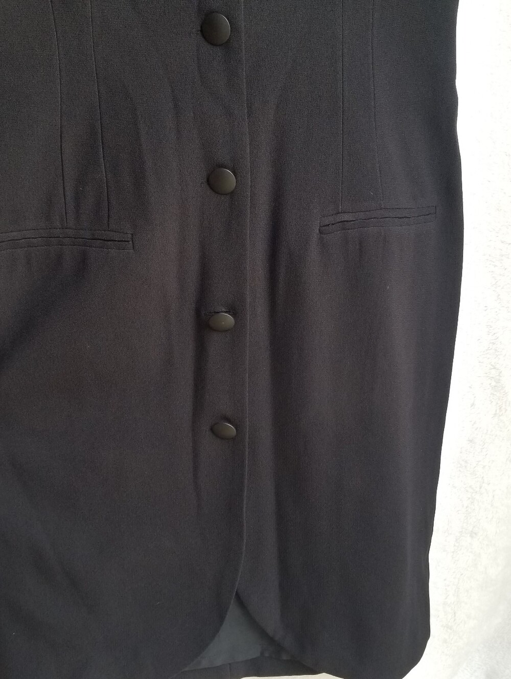 J.G. Hook Vintage Womens Dress Black Button Front Short Sleeve Shoulder Pads - Picture 11 of 16